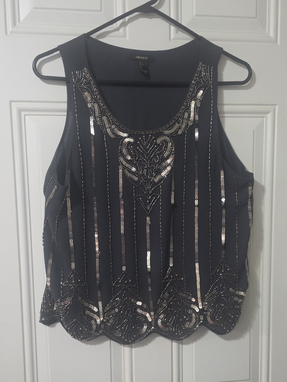 Forever 21 Black Sequin Embellished Tank Top